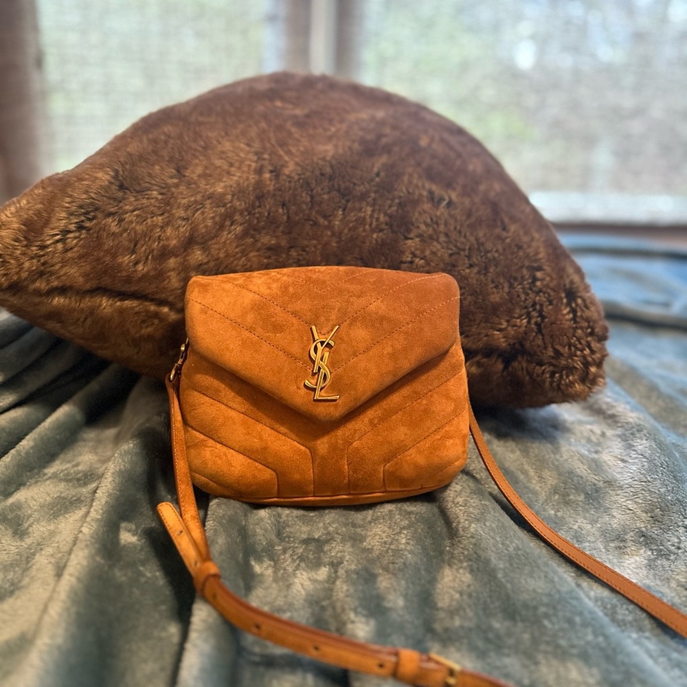 Saint Laurent Brown Suede Toy Loulou Crossbody Bag - Picture 8 of 10